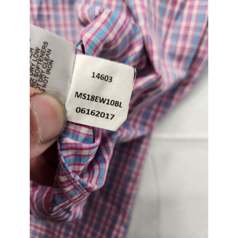 Peter Millar Summer Comfort Shirt Mens Large Pink Plaid Stretch Button Up Casual - Picture 11 of 12